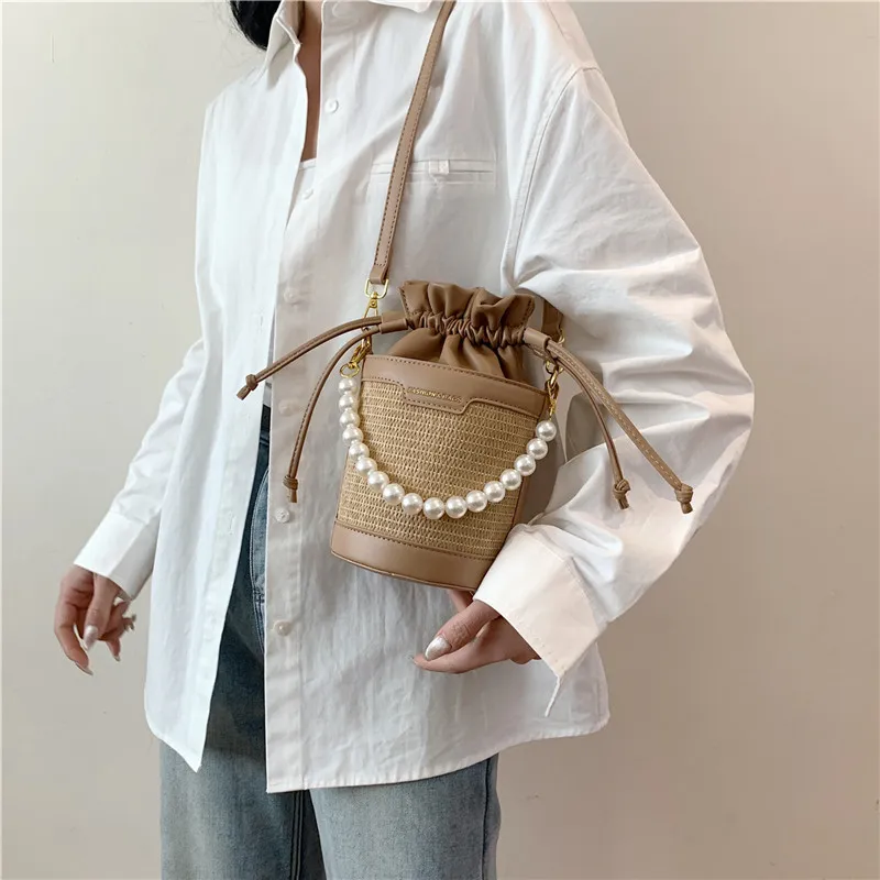 REDOO Woven Handbag Shoulder Bag Crossbody Bag Women's White/Black/Brown-14