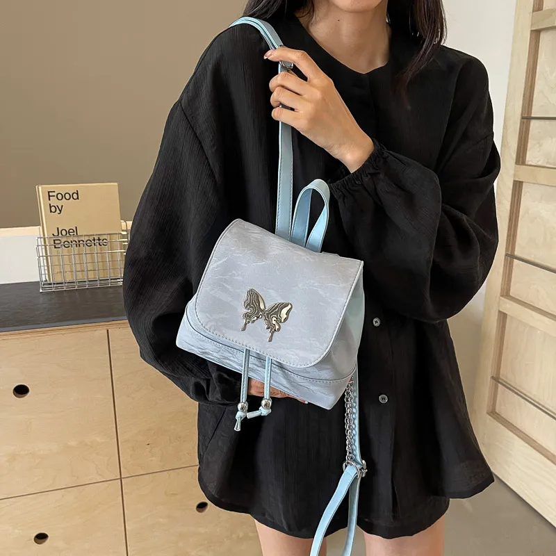 REDOO PU Backpack Regular Women's Silver/Ecru/Blue-11