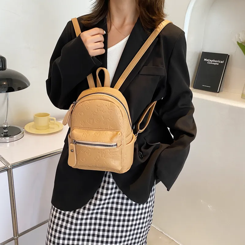 REDOO PU Backpack Women's Ecru/Black/Khaki-10