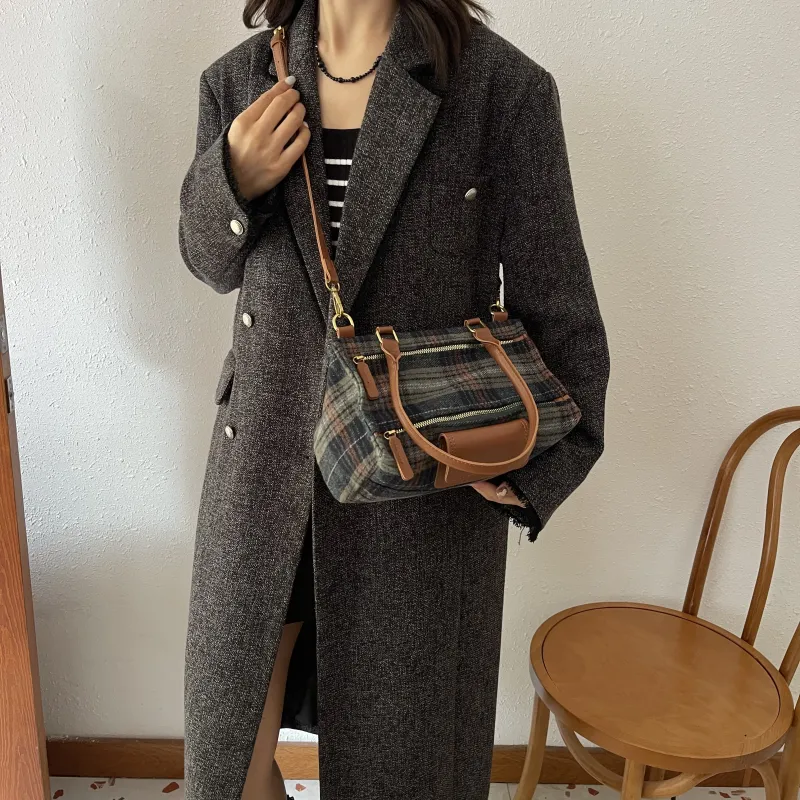 REDOO Woolen Crossbody Bag, Handbag Regular Women's Black/Coffee/Brown-15