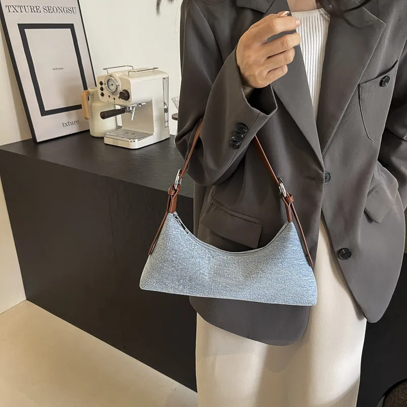 REDOO Denim Shoulder Bag Women's Light Blue/Dark Blue/Dark Tea-1