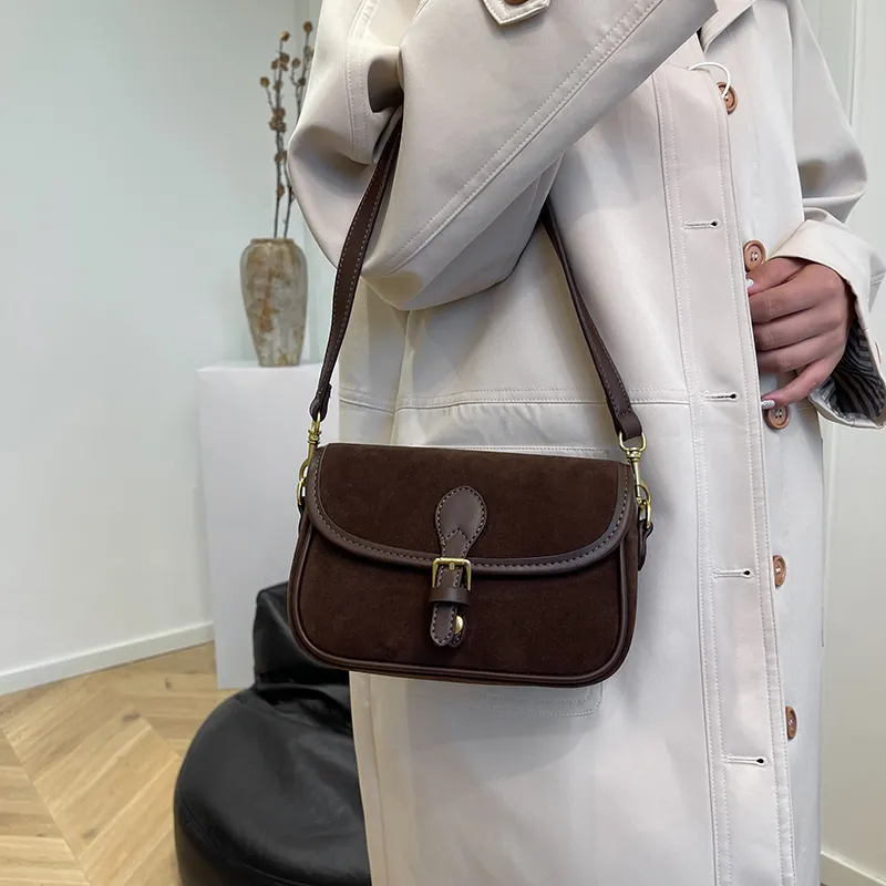 REDOO Suede Shoulder Bag Regular Women's Brown/Coffee/Burgundy/Black-6