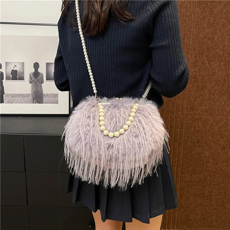 REDOO Plush Handbag Women's White/Pink/Khaki/Black/Purple-19
