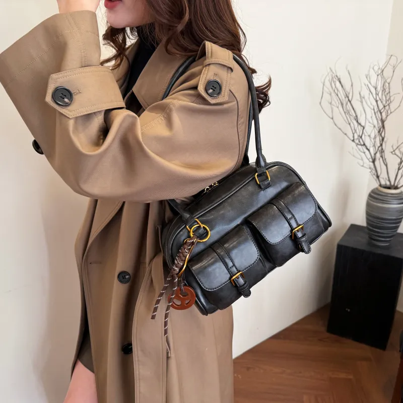 REDOO PU Shoulder Bag Women's Brown/Coffee/Black-14