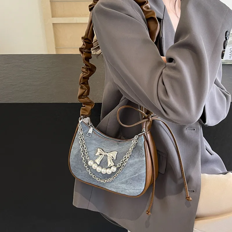 REDOO PU Crossbody Bag, Shoulder Bag Women's Ecru/Denim Blue/Dark Tea-6