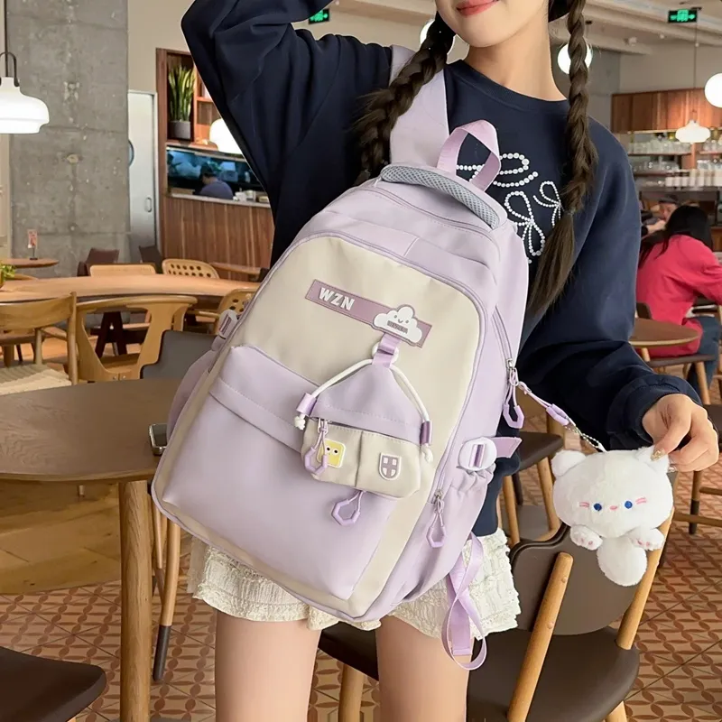 REDOO Nylon Backpack Women's Black/Red/Pink/Purple/Khaki/Orange-10