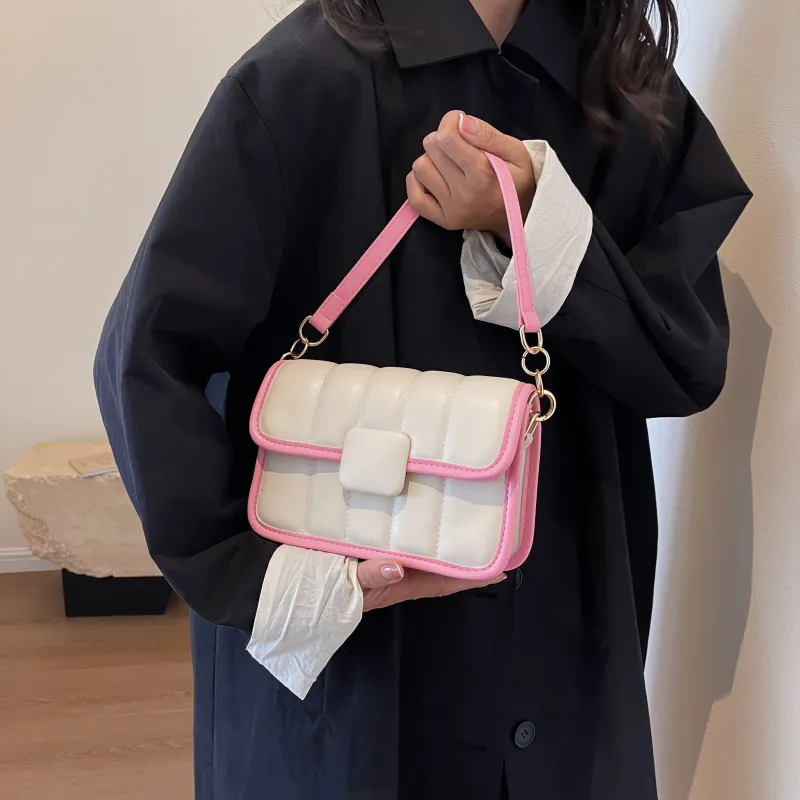 REDOO PU Portable Crossbody Bag, Shoulder Bag Regular Women's White & Pink/White & Black/Silver & Pink-1