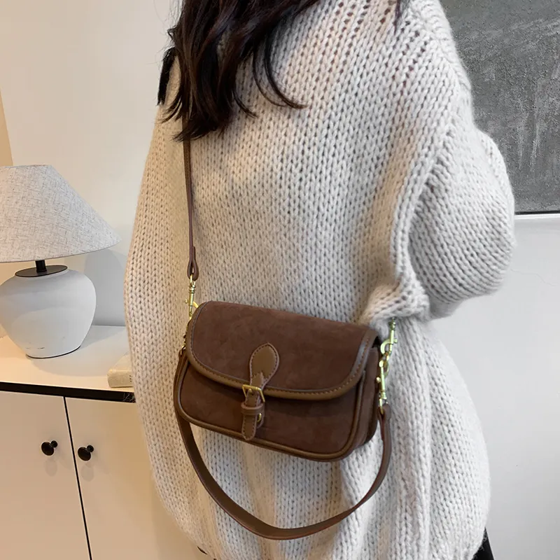 REDOO Suede Shoulder Bag Regular Women's Brown/Coffee/Burgundy/Black-2