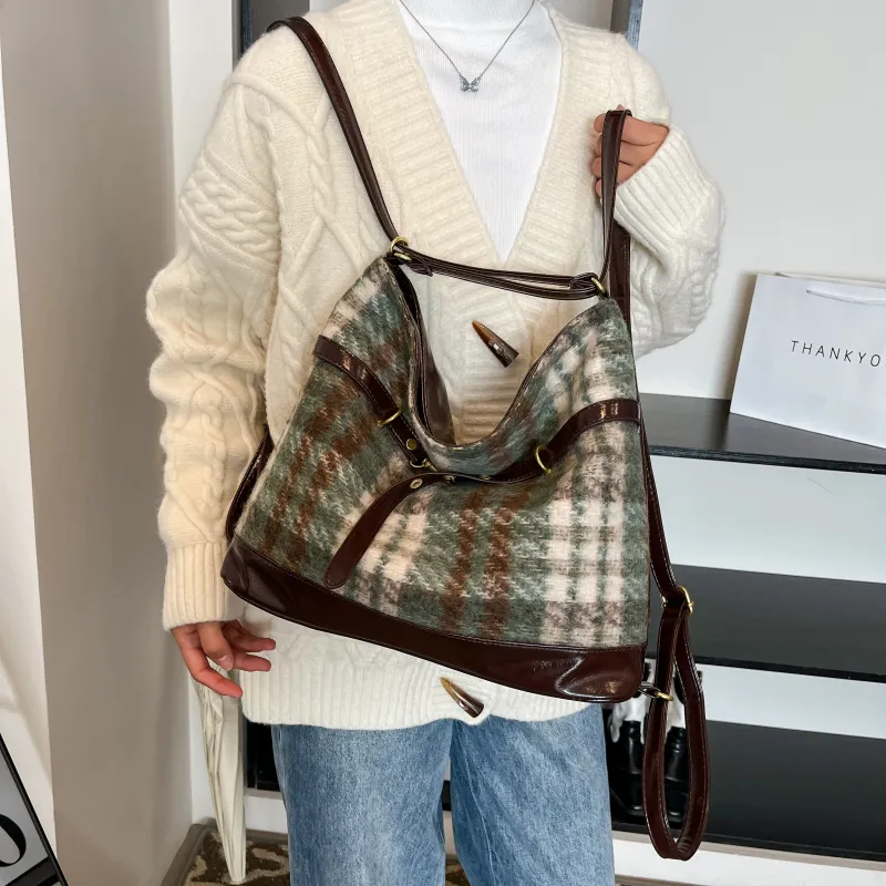 REDOO Woolen Handbag, Shoulder Bag, Crossbody Bag, Backpack Regular Women's Multicolor-8