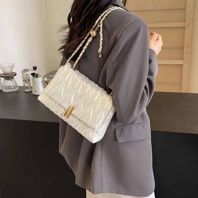 REDOO PU Portable Crossbody Bag, Shoulder Bag Women's White/Silver/Black/Pink-2