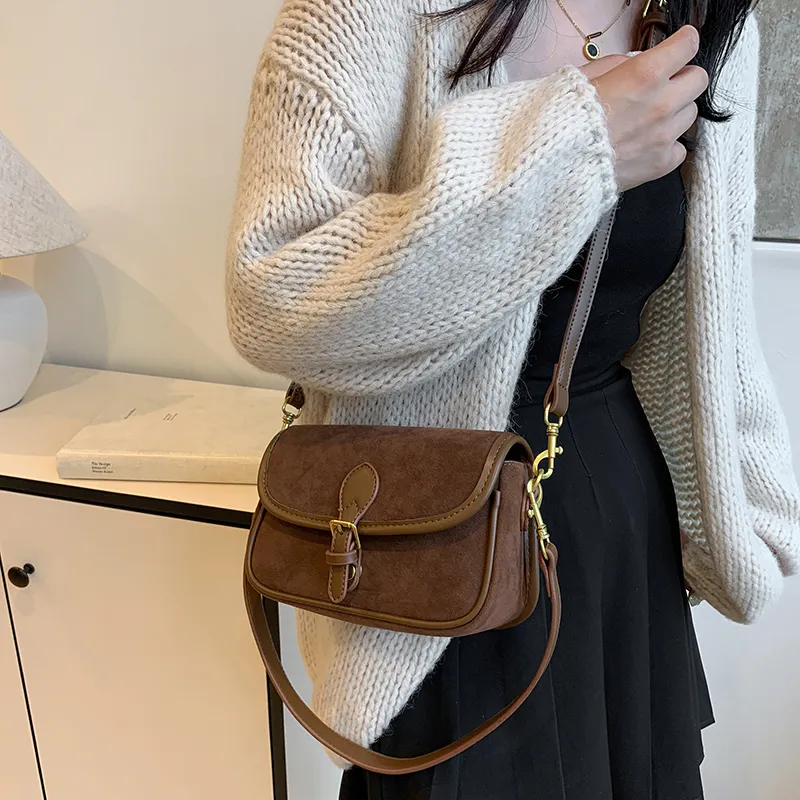 REDOO Suede Shoulder Bag Regular Women's Brown/Coffee/Burgundy/Black-1