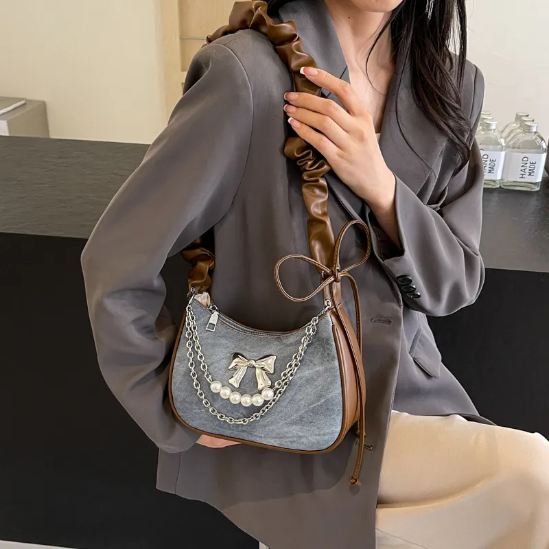 REDOO PU Crossbody Bag, Shoulder Bag Women's Ecru/Denim Blue/Dark Tea-5