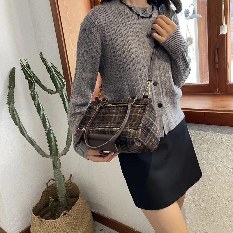 REDOO Woolen Crossbody Bag, Handbag Regular Women's Black/Coffee/Brown-10