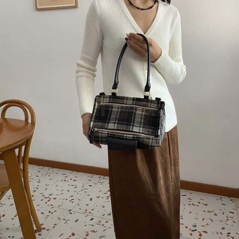 REDOO Woolen Crossbody Bag, Handbag Regular Women's Black/Coffee/Brown-7