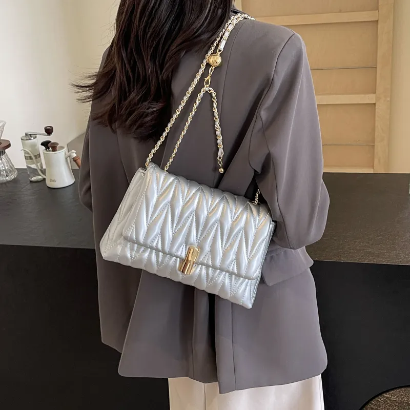 REDOO PU Portable Crossbody Bag, Shoulder Bag Women's White/Silver/Black/Pink-7