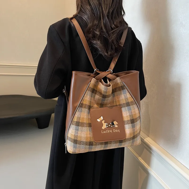 REDOO PU Backpack Shoulder Bag Women's Brown/Black/Coffee-3