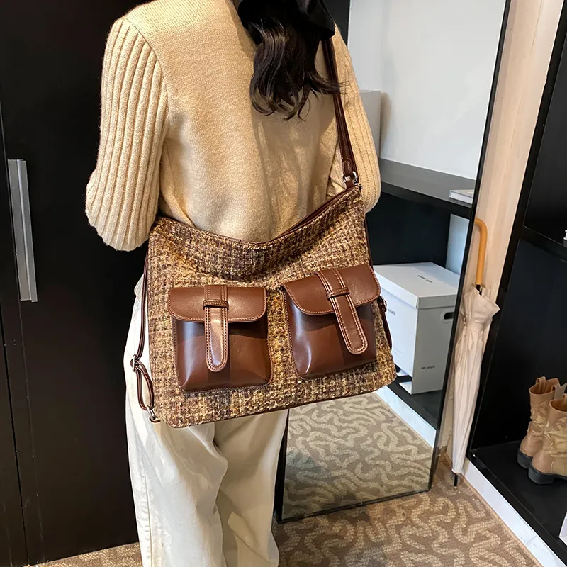 REDOO PU Backpack On The Shoulder Women's Thousand Bird Plaid Coffee/Matte Coffee/Matte Brown-2