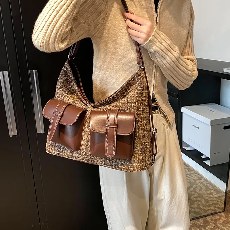 REDOO PU Backpack On The Shoulder Women's Thousand Bird Plaid Coffee/Matte Coffee/Matte Brown-3