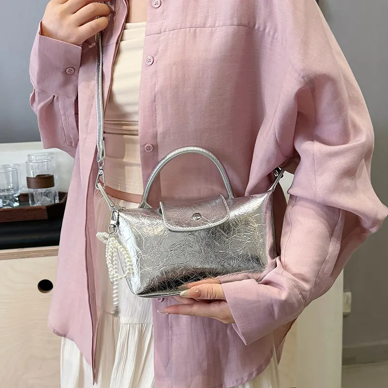 REDOO PU Shoulder Bag Regular Women's Silver/Black-4