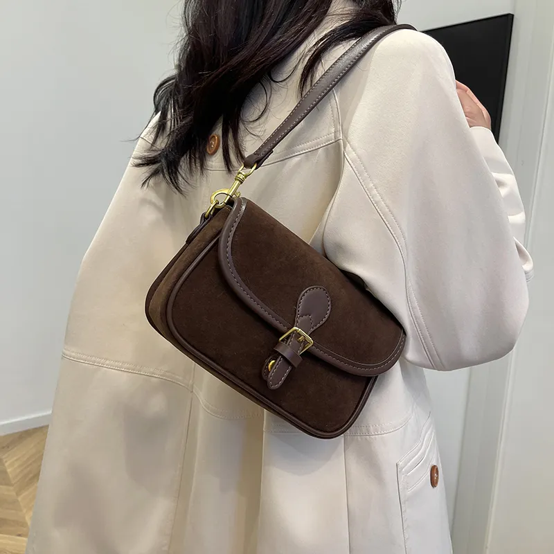 REDOO Suede Shoulder Bag Regular Women's Brown/Coffee/Burgundy/Black-8