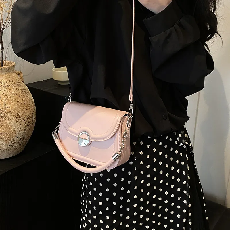 REDOO PU Shoulder Bag Women's Cream White/Rose Pink/Milk Tea Apricot/Versatile Black-5