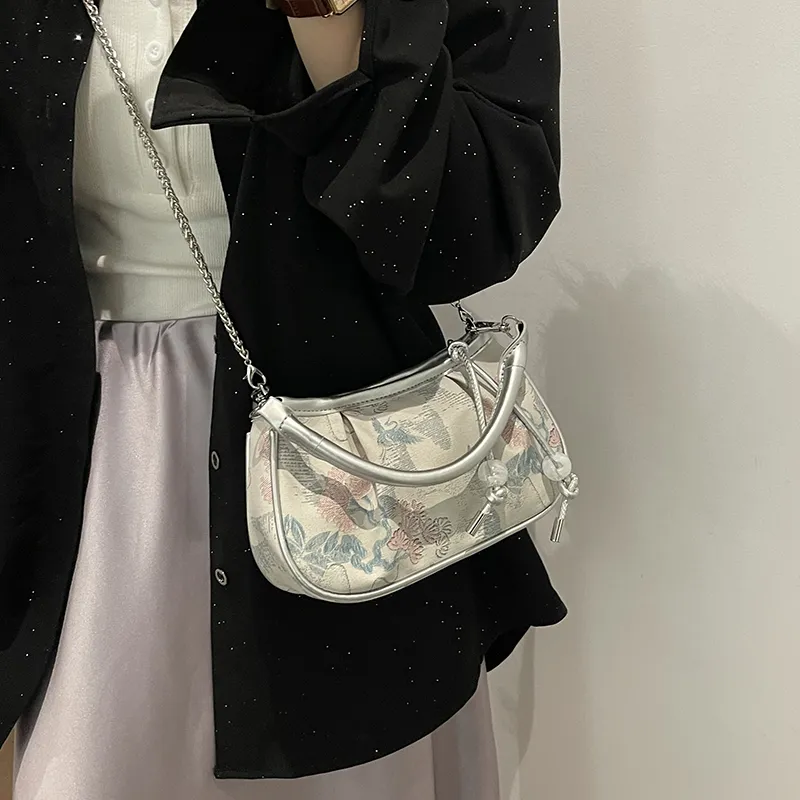 REDOO PU Shoulder Bag Women's Silver/Ecru/Black/Purple-1