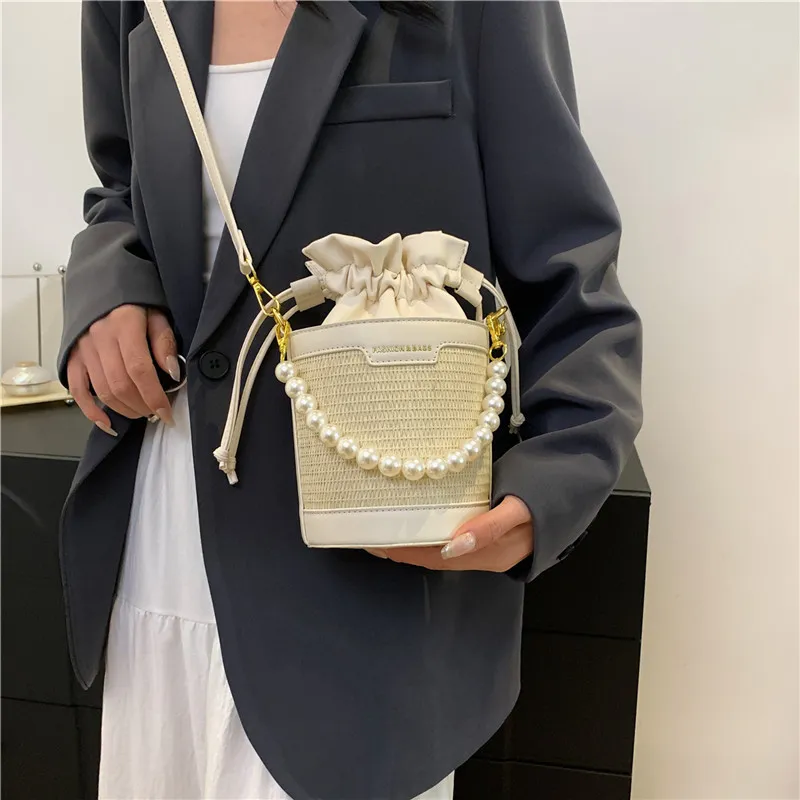 REDOO Woven Handbag Shoulder Bag Crossbody Bag Women's White/Black/Brown-2