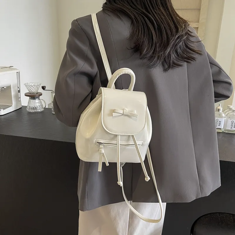 REDOO PU Backpack Women's White/Silver/Red/Black-2