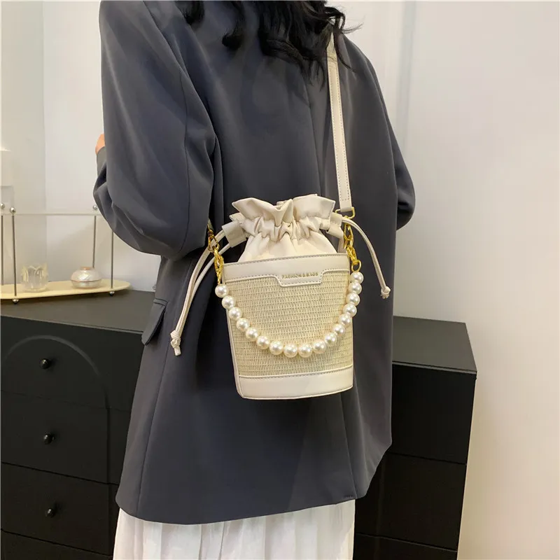 REDOO Woven Handbag Shoulder Bag Crossbody Bag Women's White/Black/Brown-1