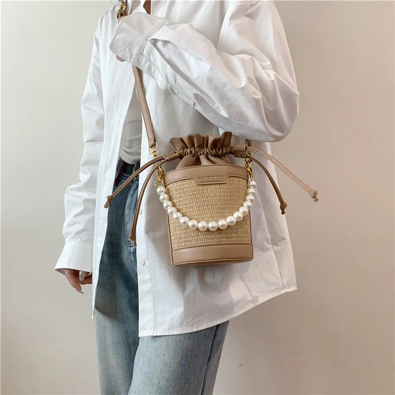 REDOO Woven Handbag Shoulder Bag Crossbody Bag Women's White/Black/Brown-11