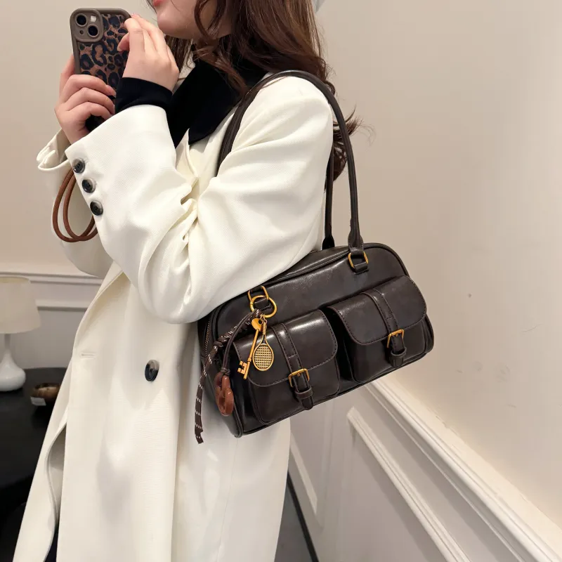 REDOO PU Shoulder Bag Women's Brown/Coffee/Black-23