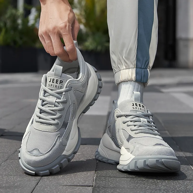 JEEP SPIRIT Anti Slip Wear Resistant Breathable Lightweight Height Increasing Low Top Chunky Sneakers Men's-9