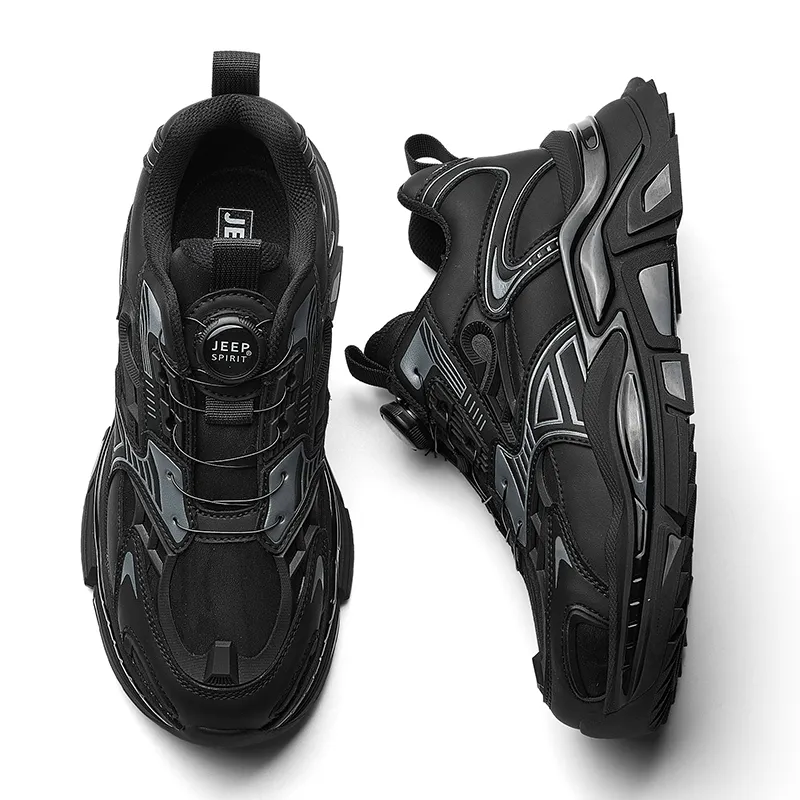 JEEP SPIRIT Chunky Sneakers Men Low Top Magic Energy Black-4