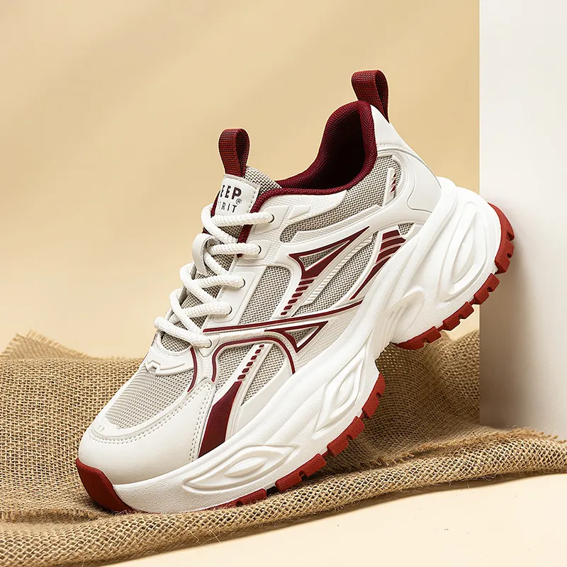 JEEP SPIRIT Anti-Slip Wear-Resistant Breathable Height Increasing Low-Top Chunky Sneakers Men's China Red-8