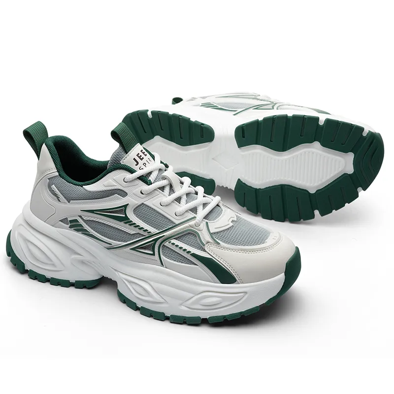 JEEP SPIRIT Anti Slip And Wear Resistant Height Increasing Low Top Chunky Sneakers Men's Glaze Green-2