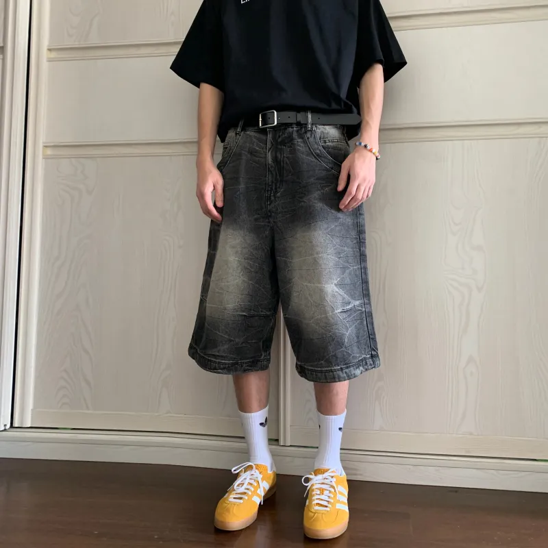 WOKXSS Denim Shorts Unisex Black Gray-2