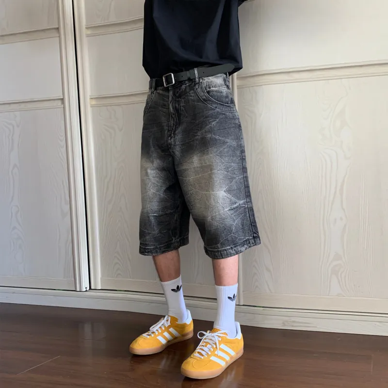 WOKXSS Denim Shorts Unisex Black Gray-1
