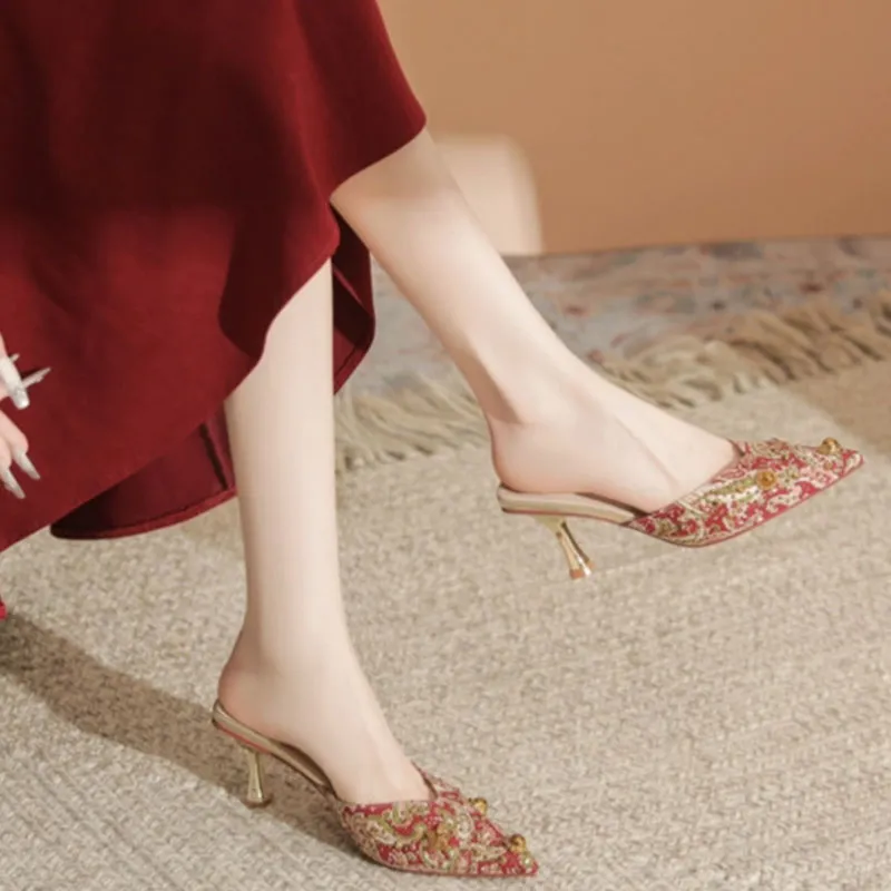 Than Than Me Slim Heel High Heels Women's-6