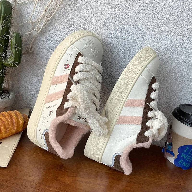 Than Than Me Warm Slip-Resistant Low-Top Skateboard Shoes Women's-7