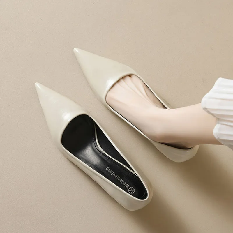 Than Than Me Slim Heel High Heels Women's Apricot-3