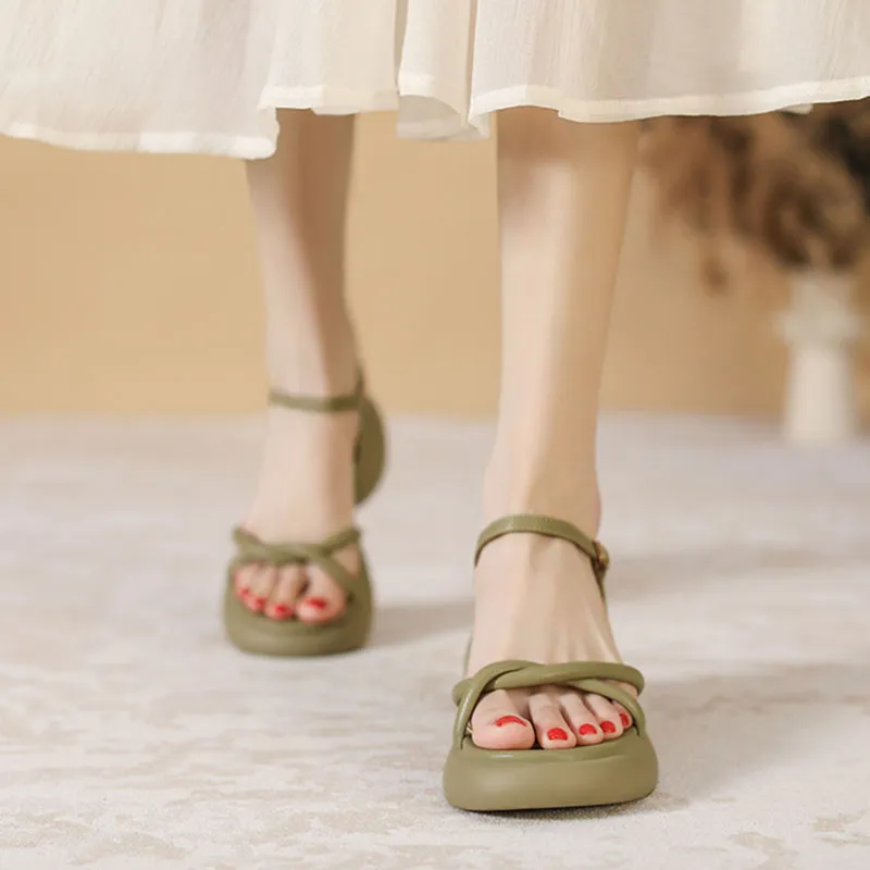 Than Than Me Roman Sandals Women's Green-2
