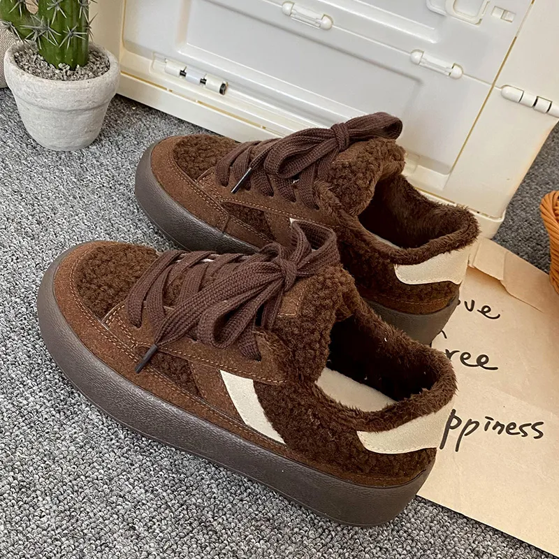 Than Than Me Warm Slip-Resistant Low-Top Skateboard Shoes Women's-8