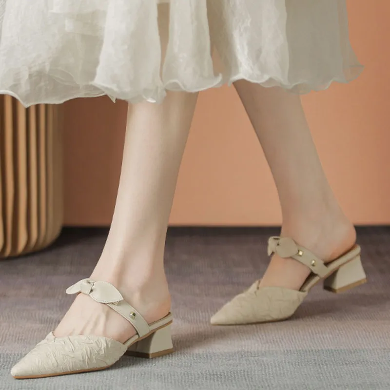 Than Than Me Rubber Sole Slip Resistant Closed Toe Slippers Women's Apricot-2