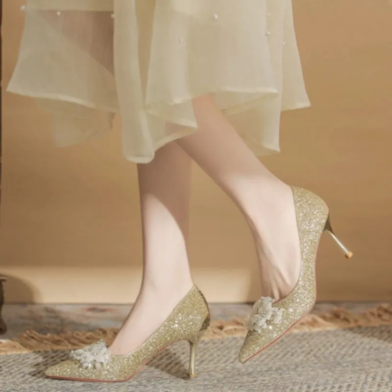 Than Than Me Slim Heel High Heels Women's Ecru-1