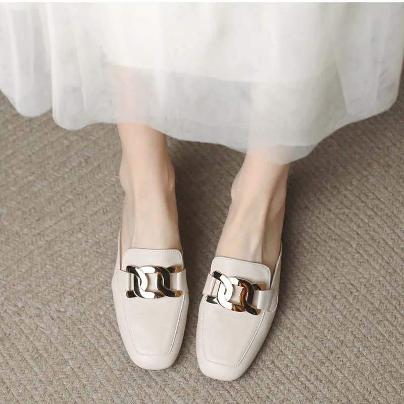 Than Than Me Rubber Sole Slip Resistant Closed Toe Slippers Women's Apricot-2