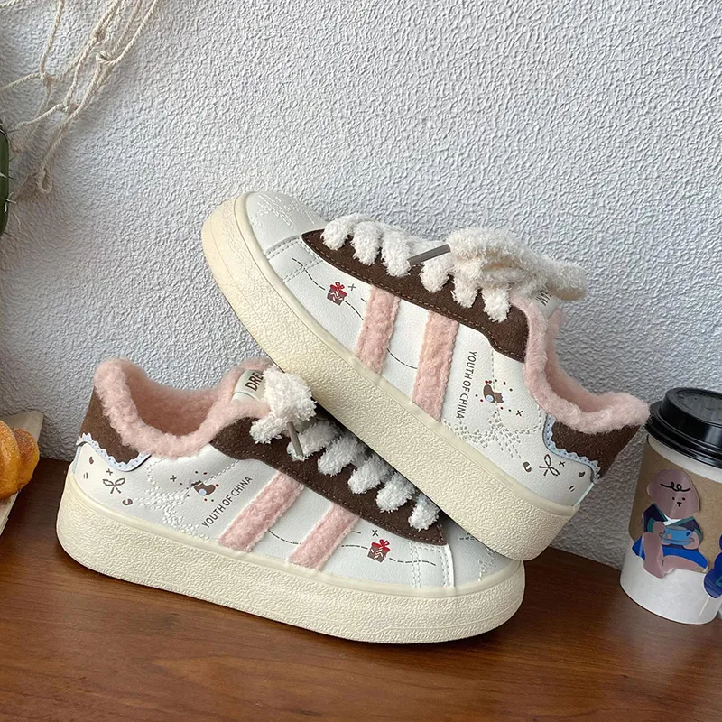 Than Than Me Warm Slip-Resistant Low-Top Skateboard Shoes Women's-8