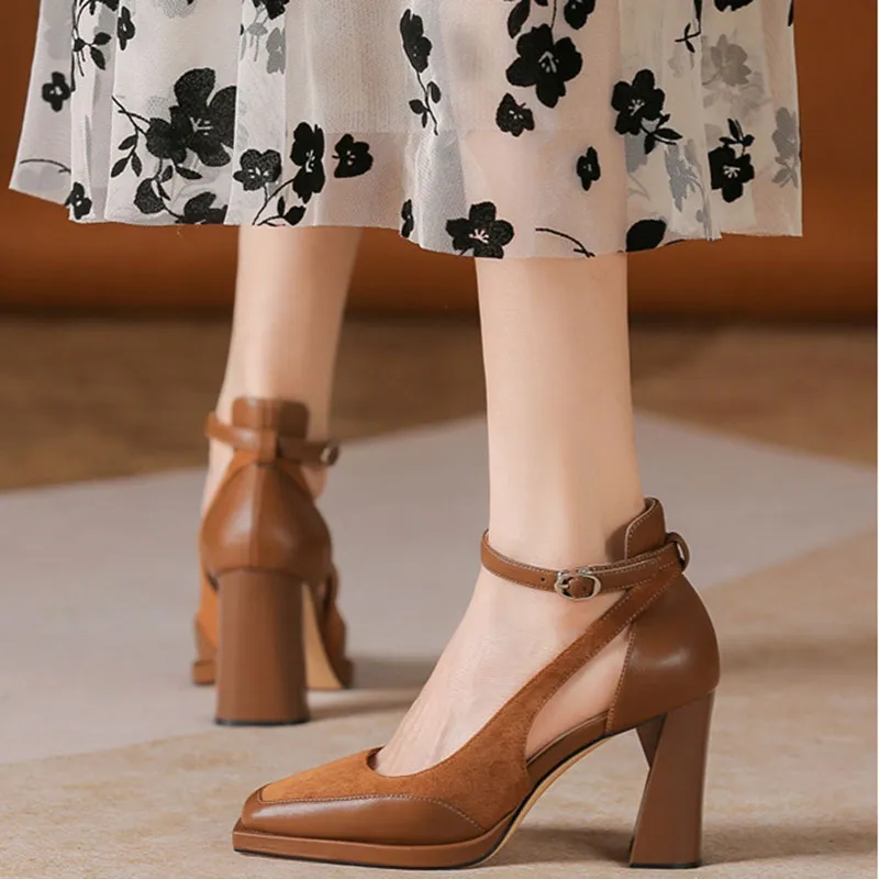 Than Than Me Chunky Heel High Heels Women's-7
