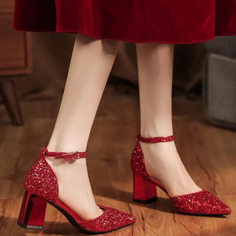 Than Than Me Chunky Heel High Heels Women's-6