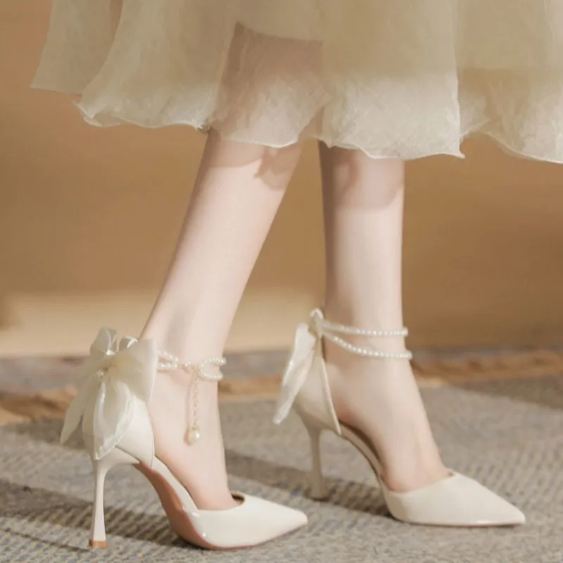 Than Than Me Slim Heel High Heels Women's Ecru-1