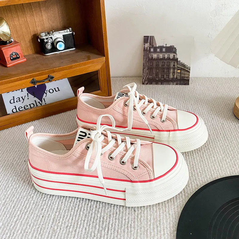 Than Than Me Anti Slip Wear Resistant Low Top Skateboard Shoes Women's Pink-2